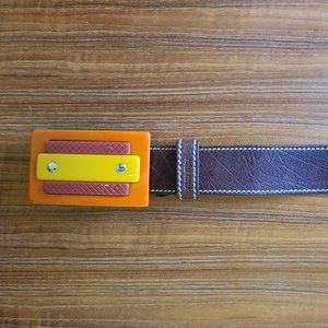 Leather belt with Retro Geometric Buckle